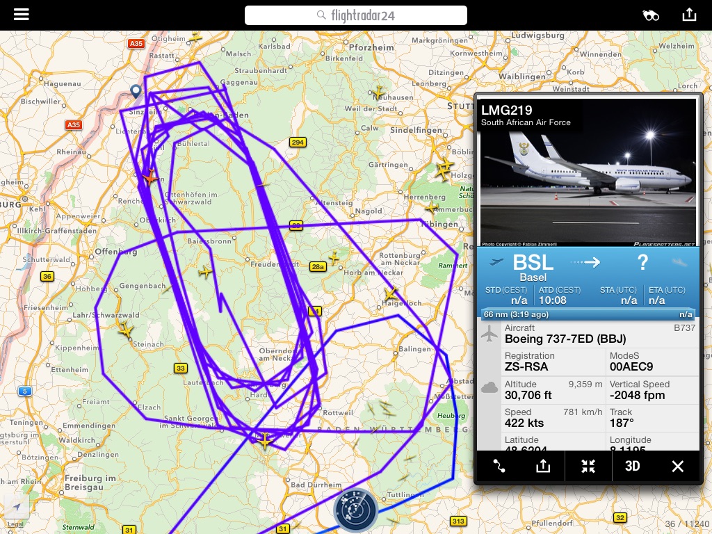 Screenshot Flightradar