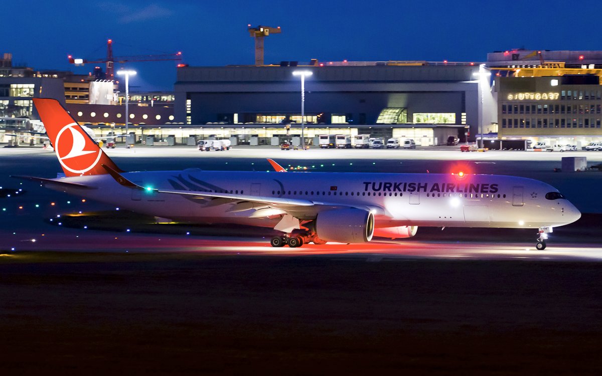 TC-LGK | Turkish Airlines A350 at Dusk at Stuttgart Airport